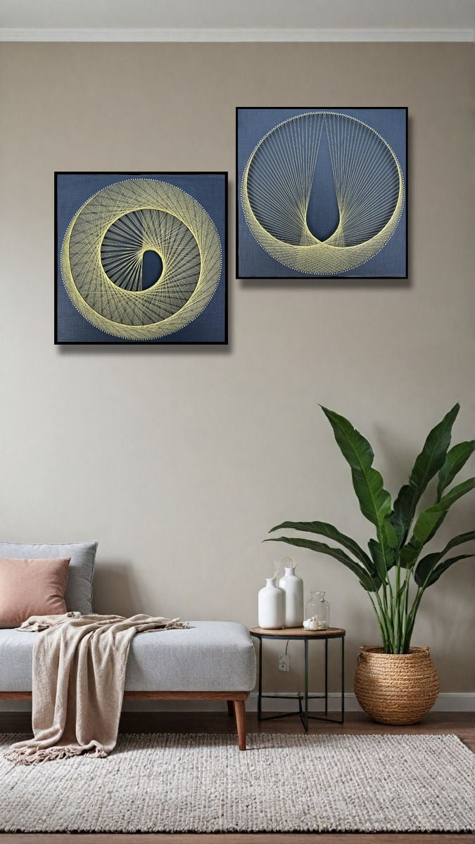 Spiral Drop String Art Pair