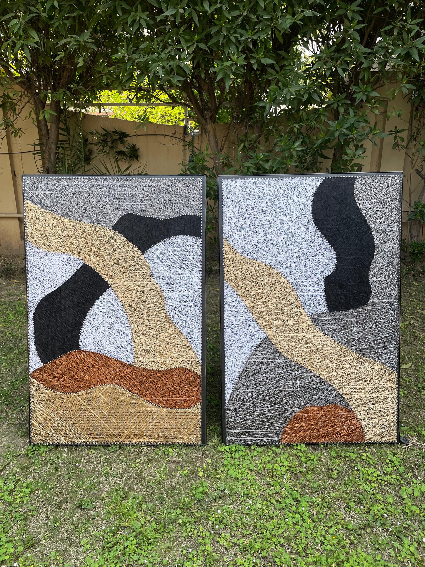Abstract String Art Pair