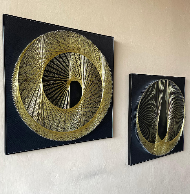 Spiral Drop String Art Pair