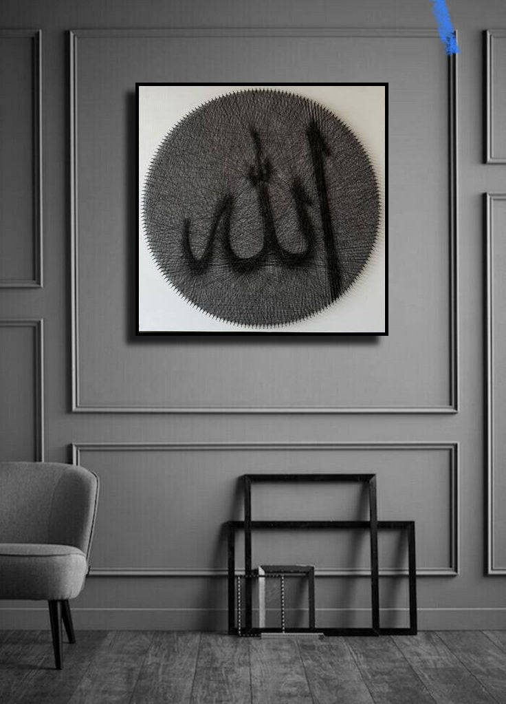 A Single String Art Calligraphy 32x32 Inches