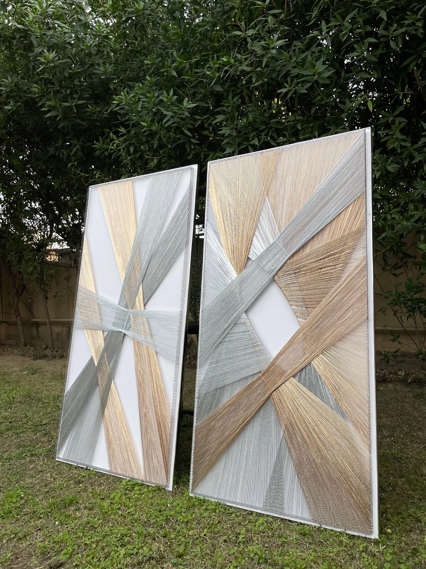 Abstract String Art Pair
