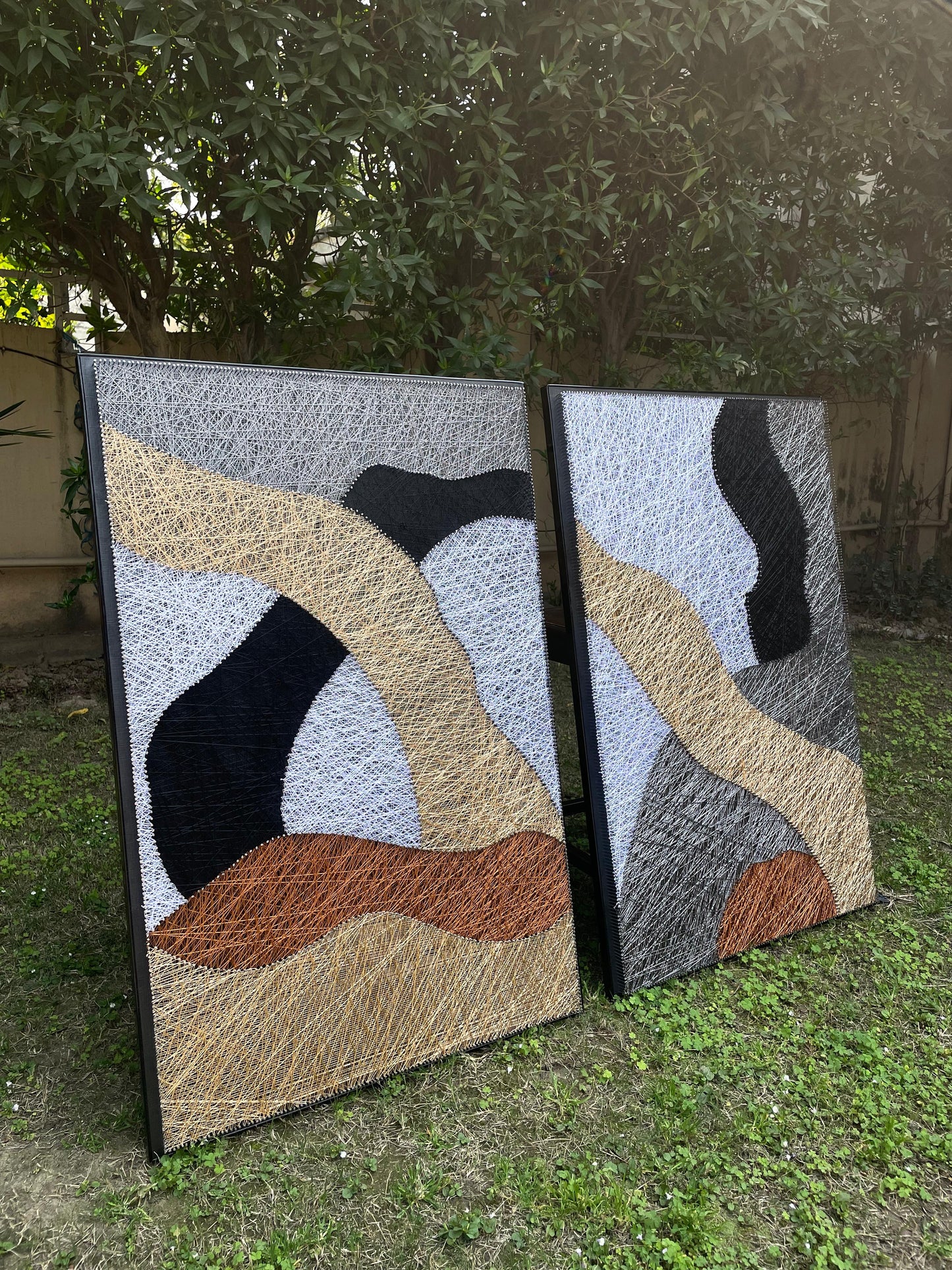 Abstract String Art Pair