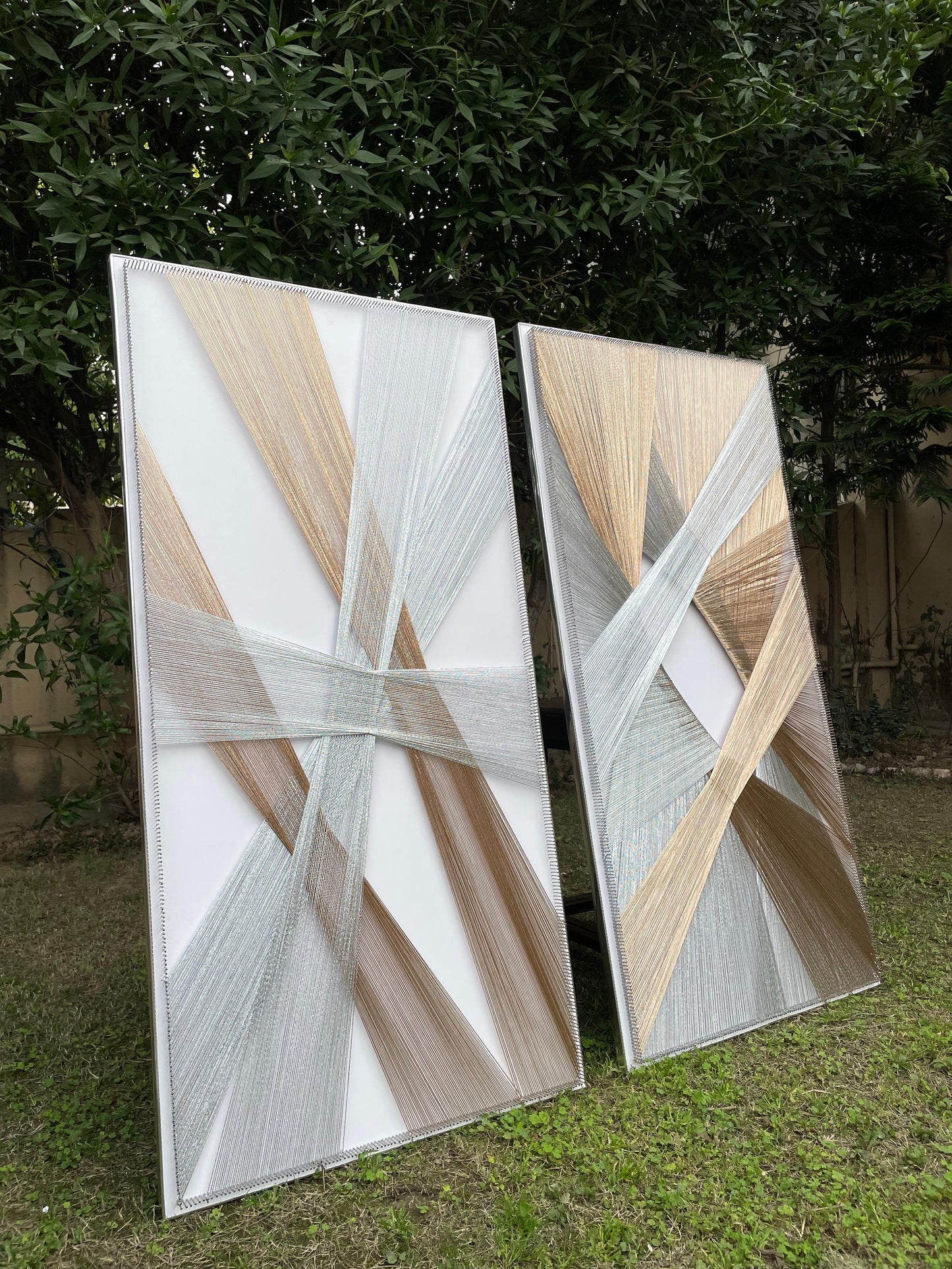 Abstract String Art Pair