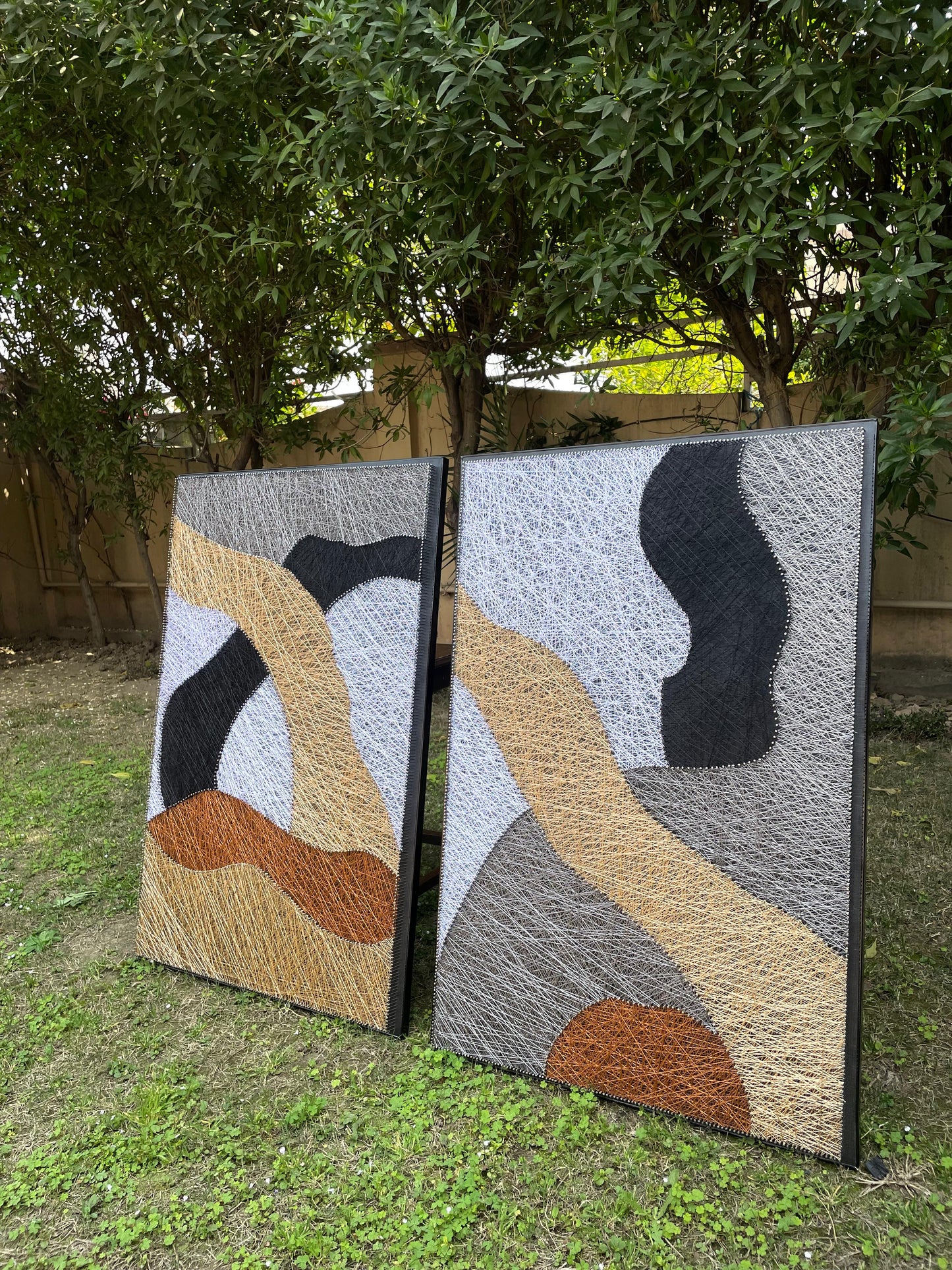 Abstract String Art Pair